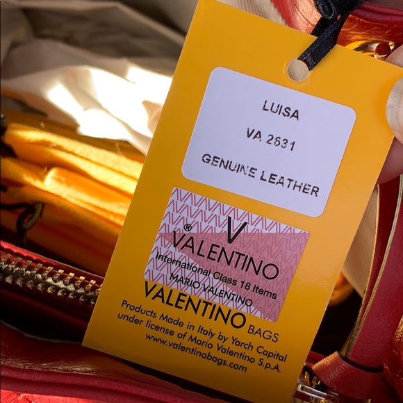 Valentino Louisa Red Lather Handbag w Chain Straps - Picture 5 of 5